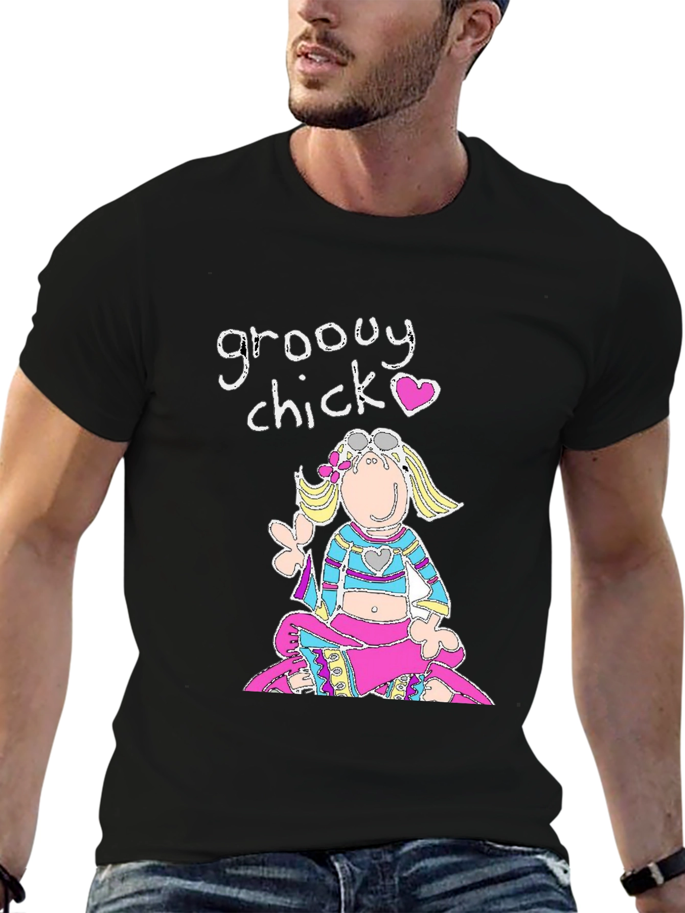 Groovy Chick Black Graphic T-Shirt
