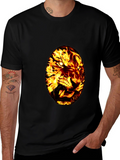 Fiery Tiger Graphic Tee - Black Cotton T-Shirt