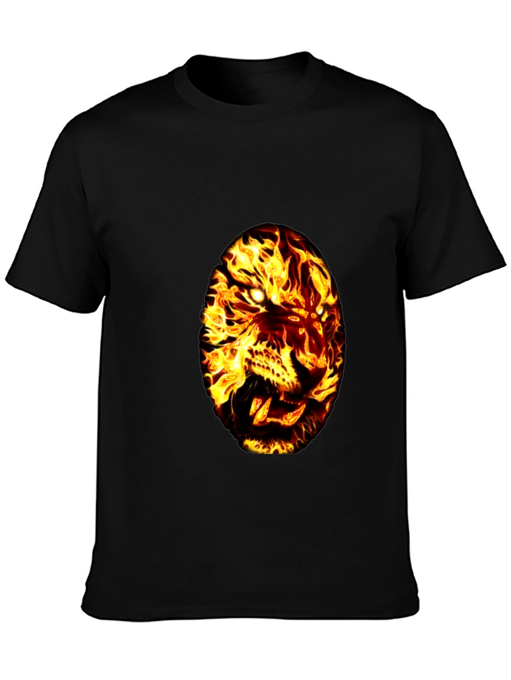 Fiery Tiger Graphic Tee - Black Cotton T-Shirt
