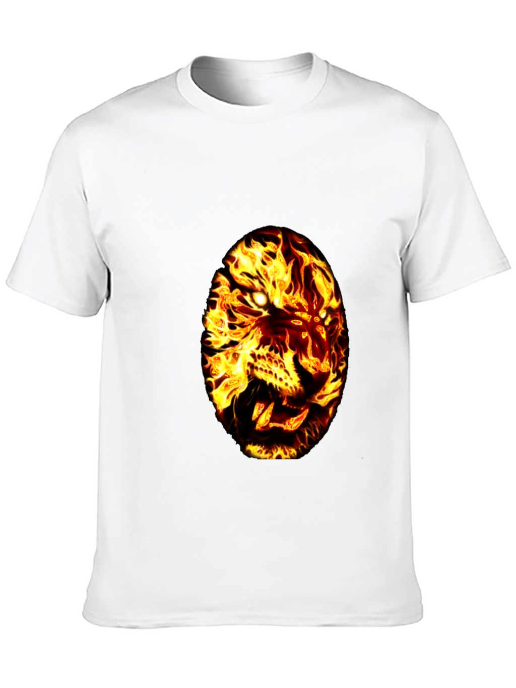 Fiery Tiger Graphic Tee - Black Cotton T-Shirt