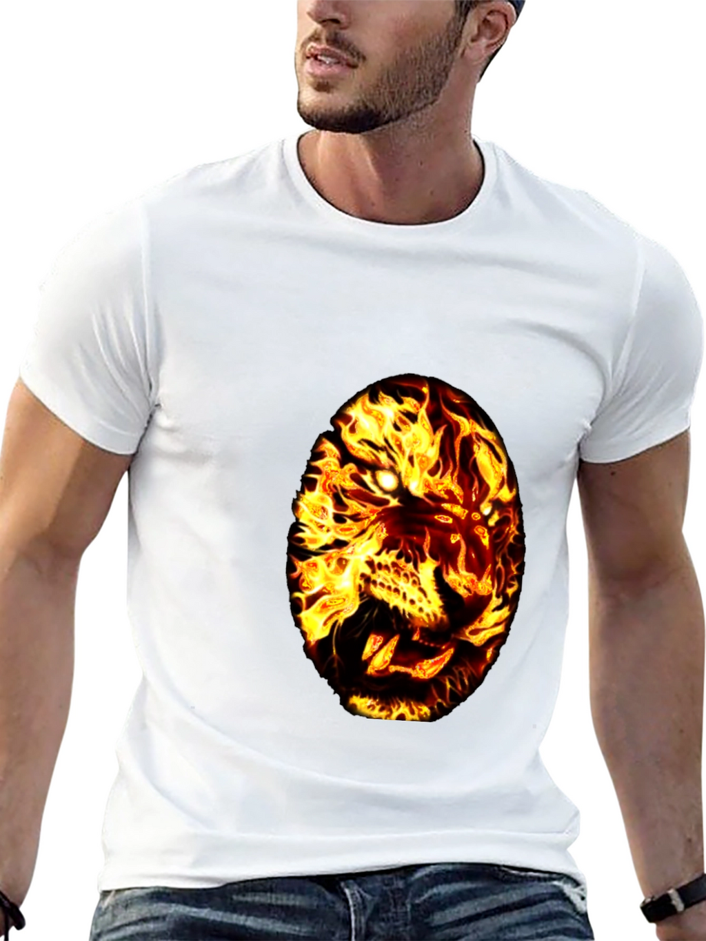 Fiery Tiger Graphic Tee - Black Cotton T-Shirt