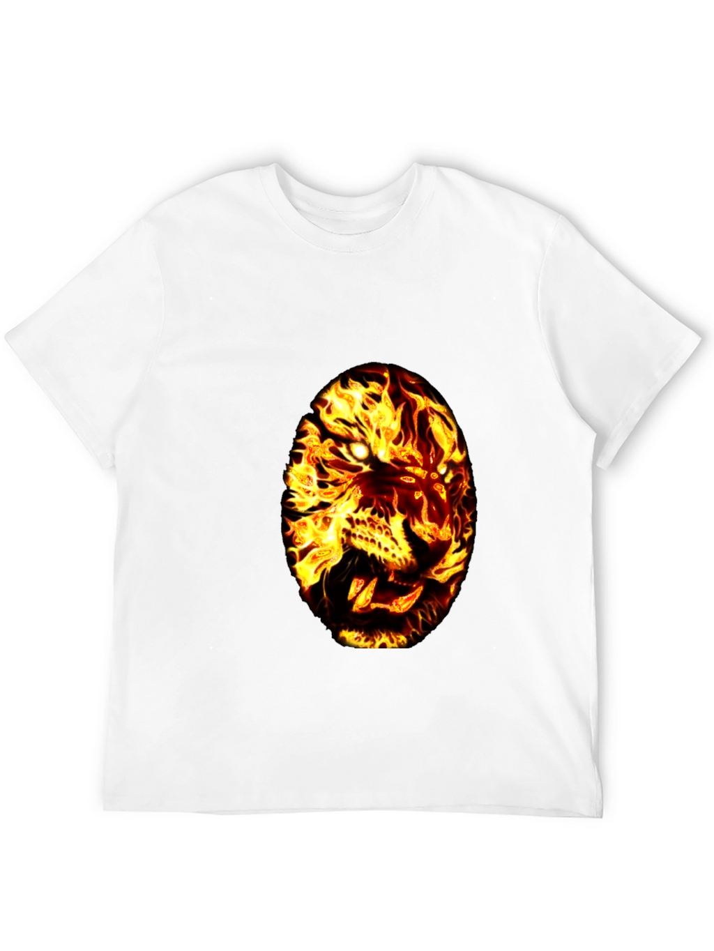 Fiery Tiger Graphic Tee - Black Cotton T-Shirt
