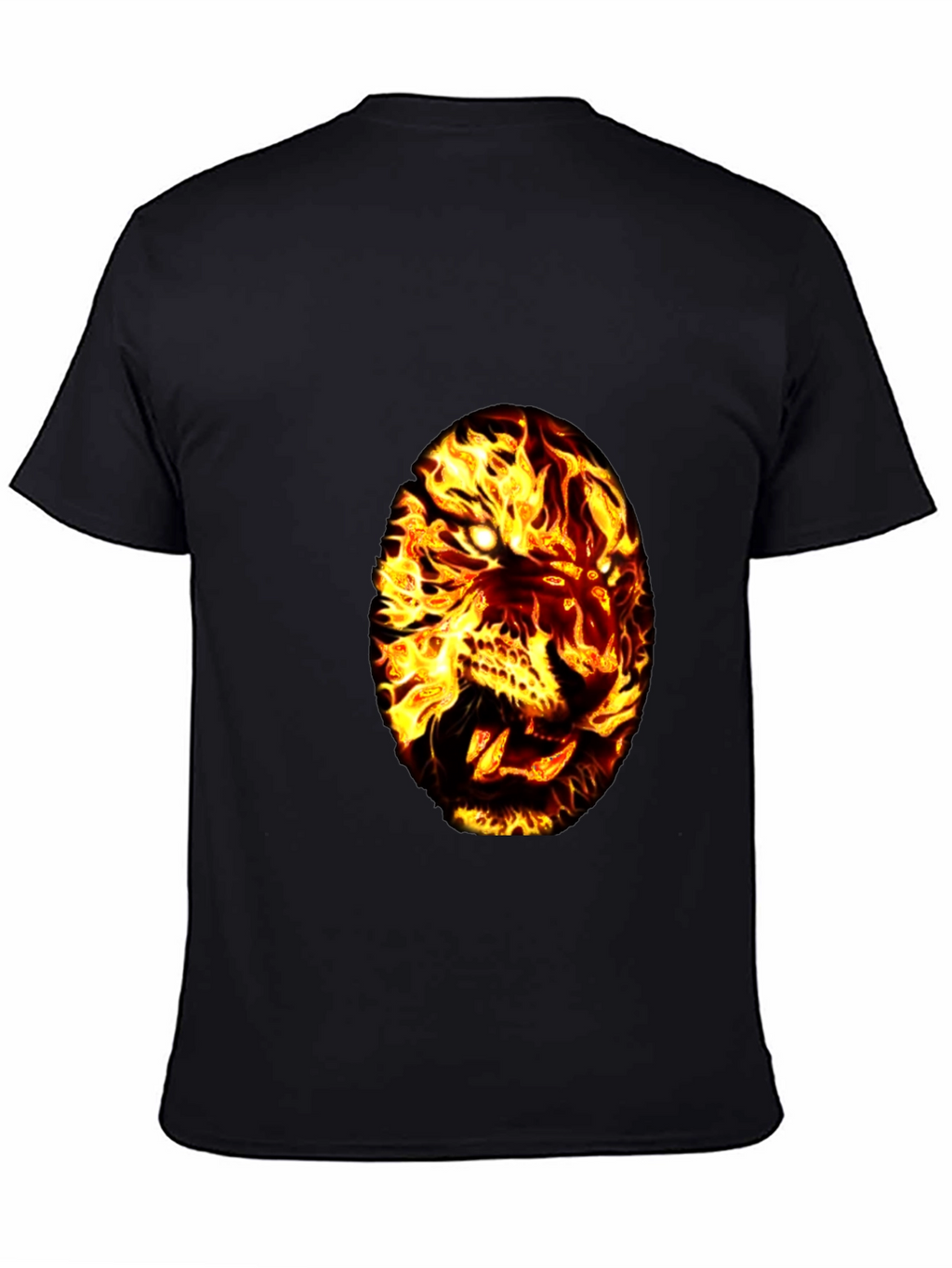 Fiery Tiger Graphic Tee - Black Cotton T-Shirt