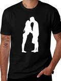 Romantic Couple Silhouette Black T-Shirt