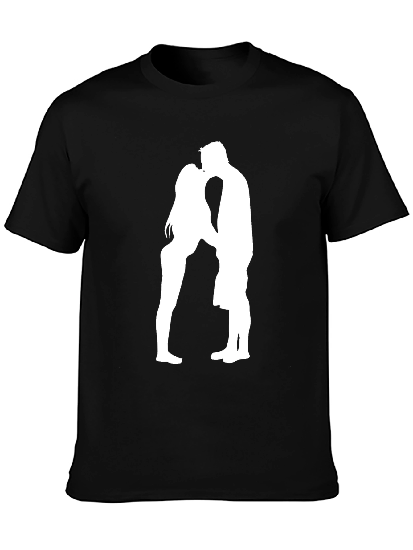 Romantic Couple Silhouette Black T-Shirt