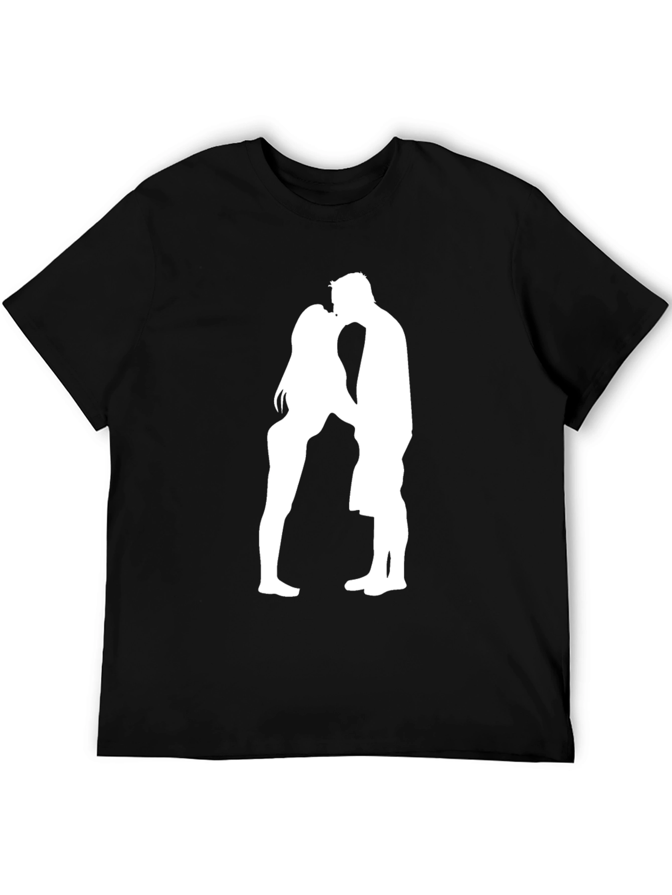 Romantic Couple Silhouette Black T-Shirt