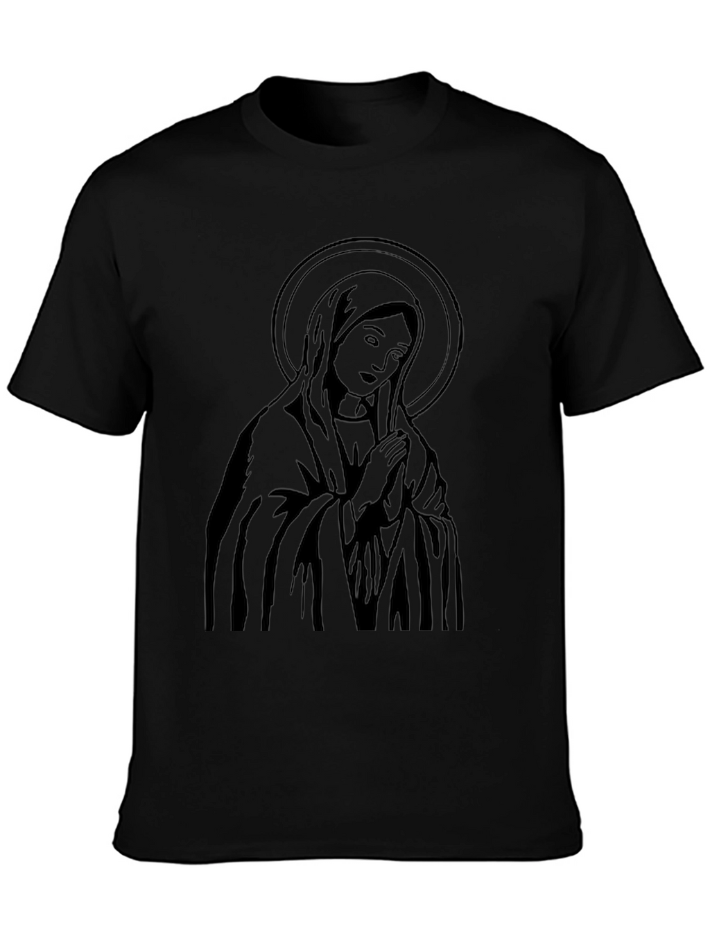 Virgin Mary Graphic Black T-Shirt