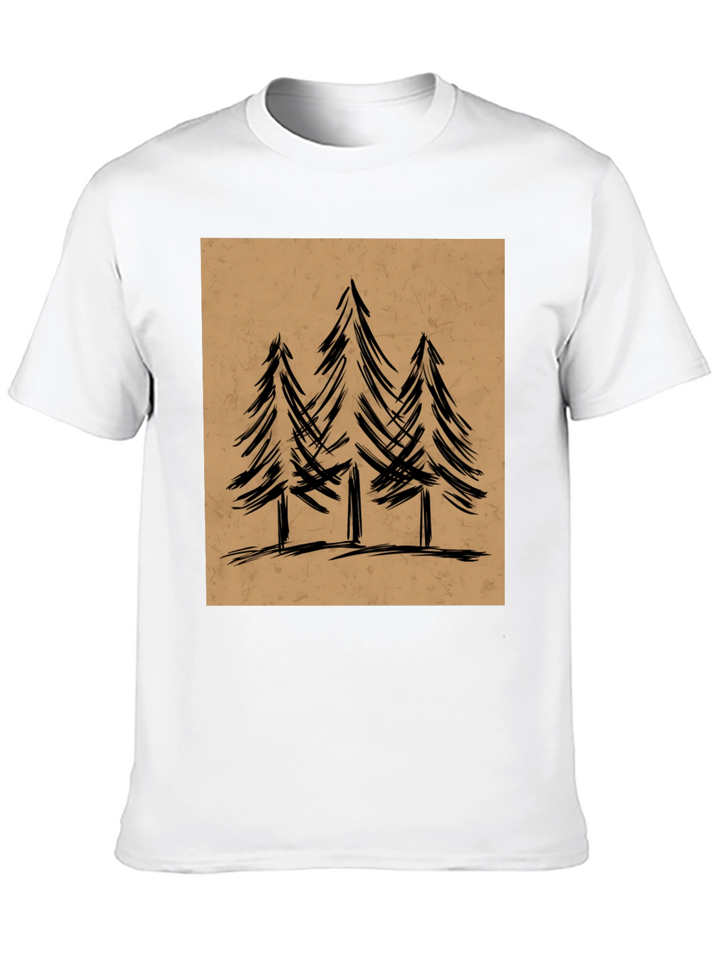 Mens Black Graphic Tee - Forest Tree Design