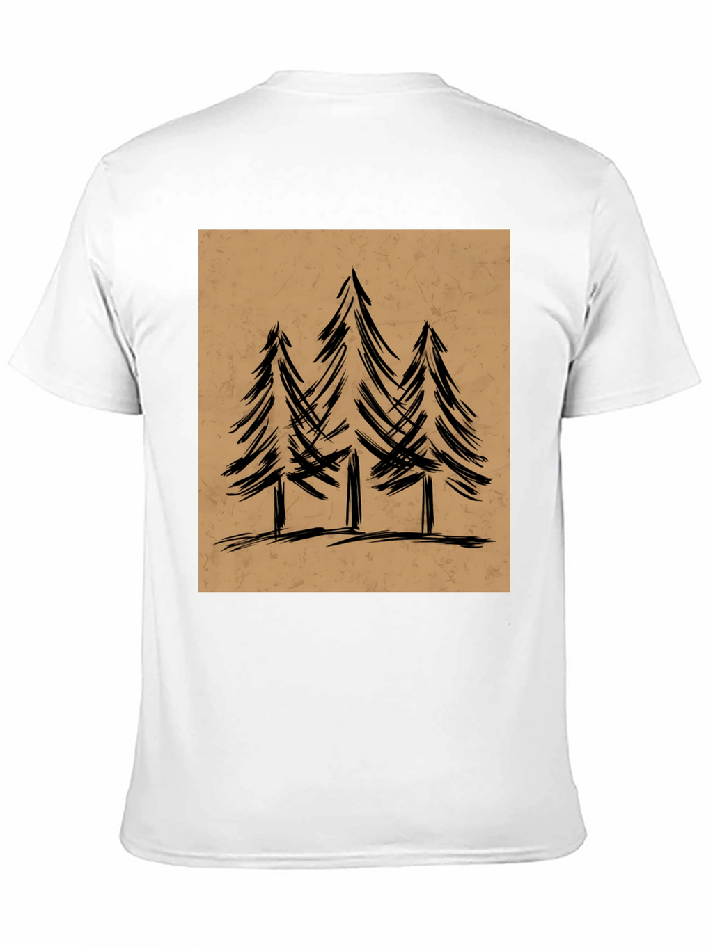 Mens Black Graphic Tee - Forest Tree Design