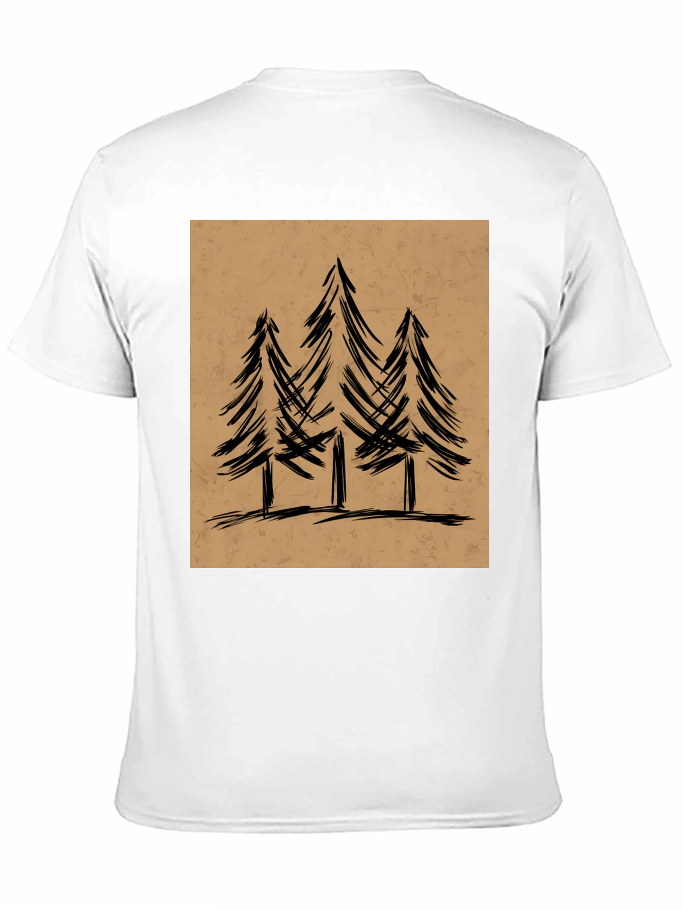 Mens Black Graphic Tee - Forest Tree Design
