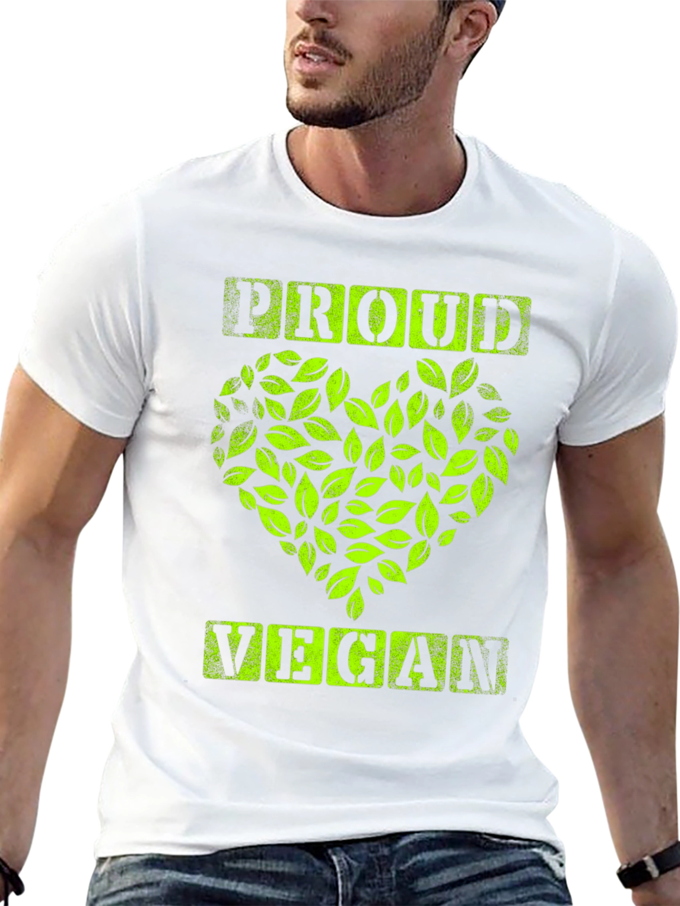 Proud Vegan Graphic Tee - Leaf Heart Design