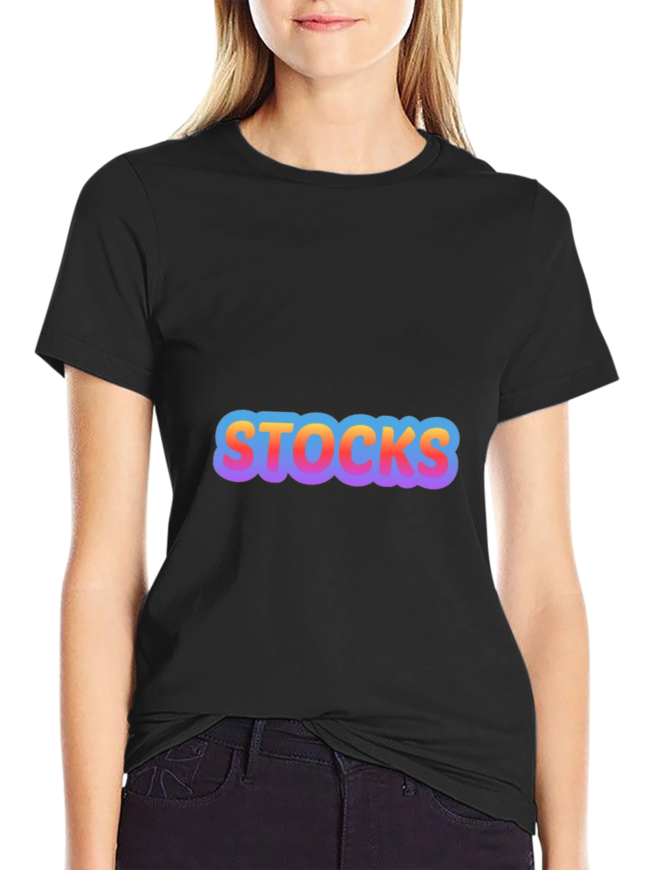 Mens Black Stocks Graphic T-Shirt