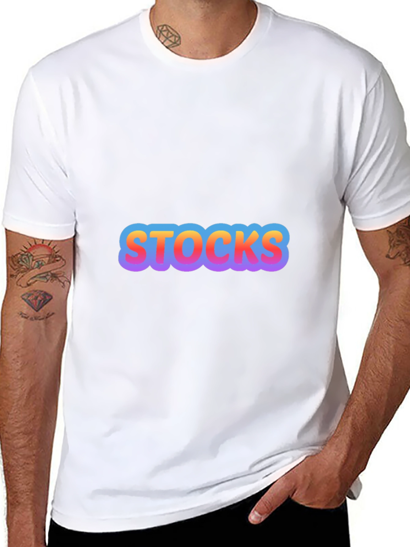 Mens Black Stocks Graphic T-Shirt