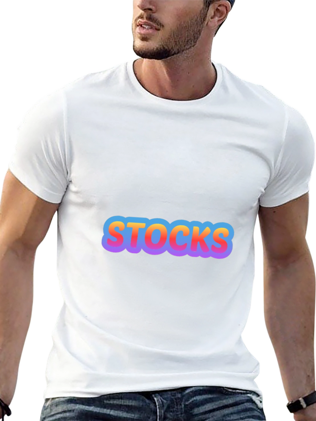 Mens Black Stocks Graphic T-Shirt