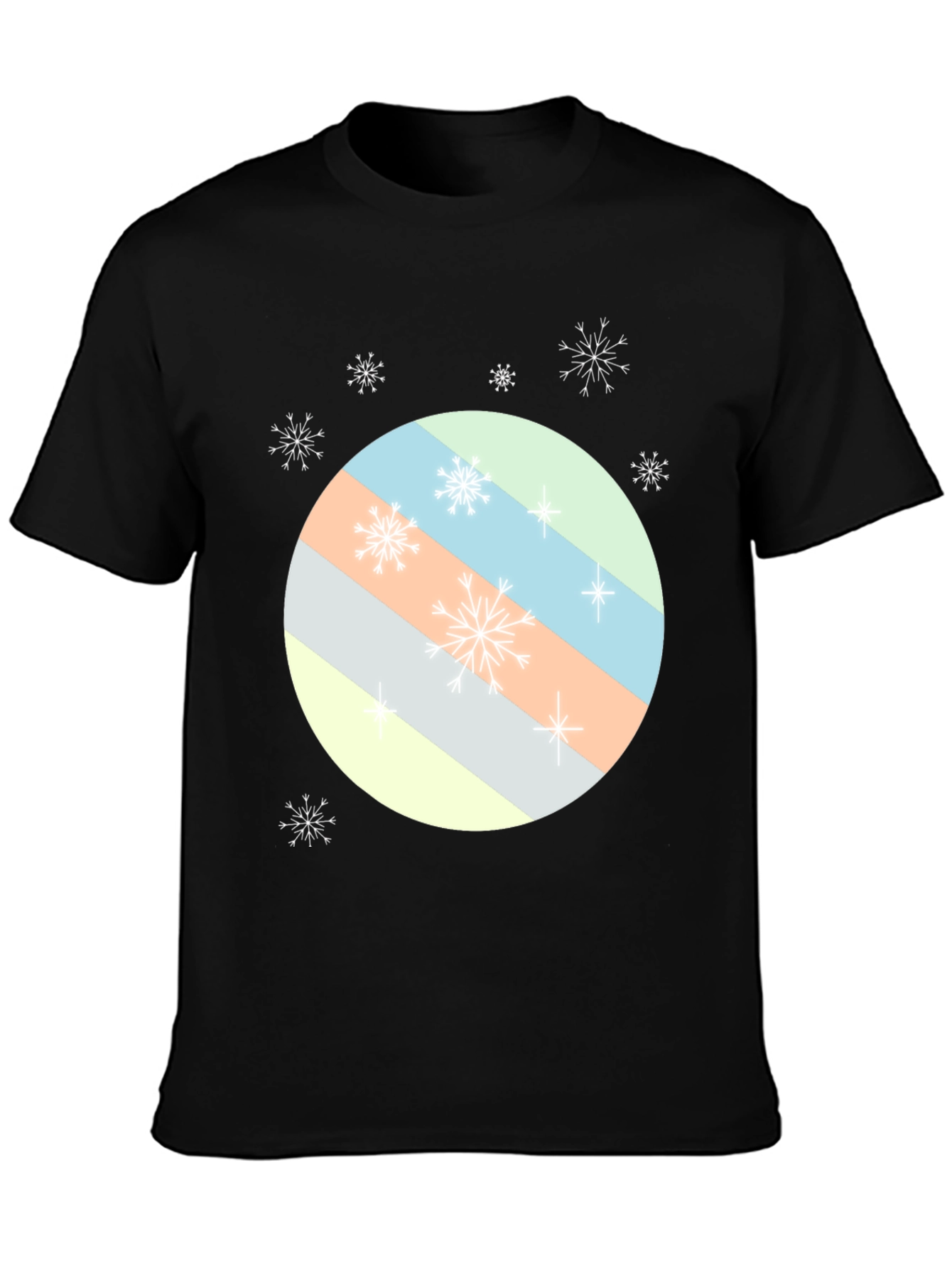 Striped Circle Snowflake Tee - Modern Holiday Style