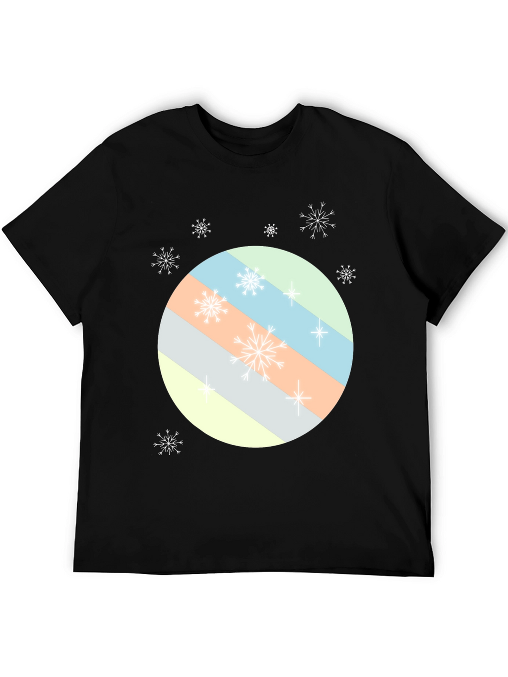 Striped Circle Snowflake Tee - Modern Holiday Style