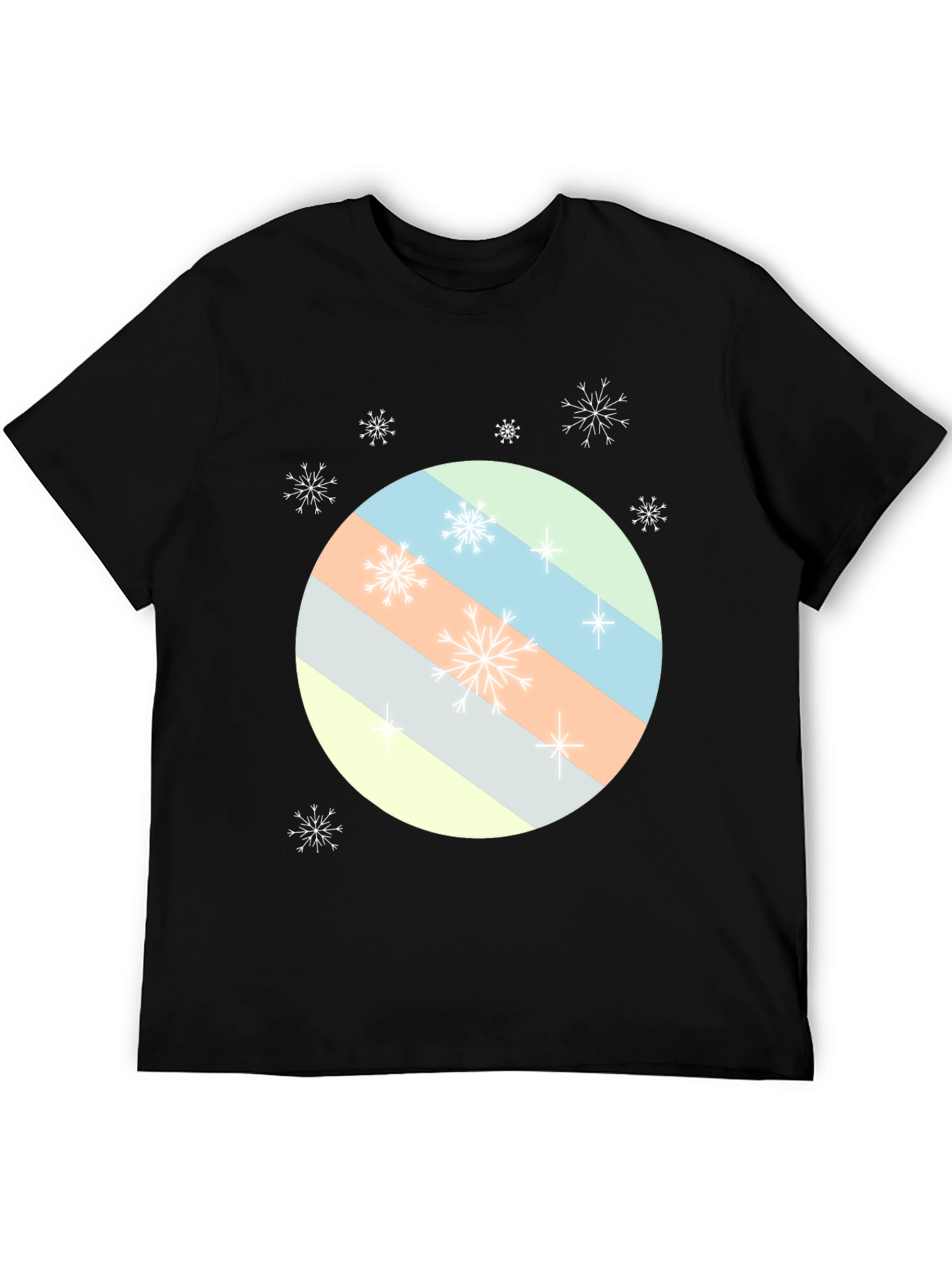 Striped Circle Snowflake Tee - Modern Holiday Style