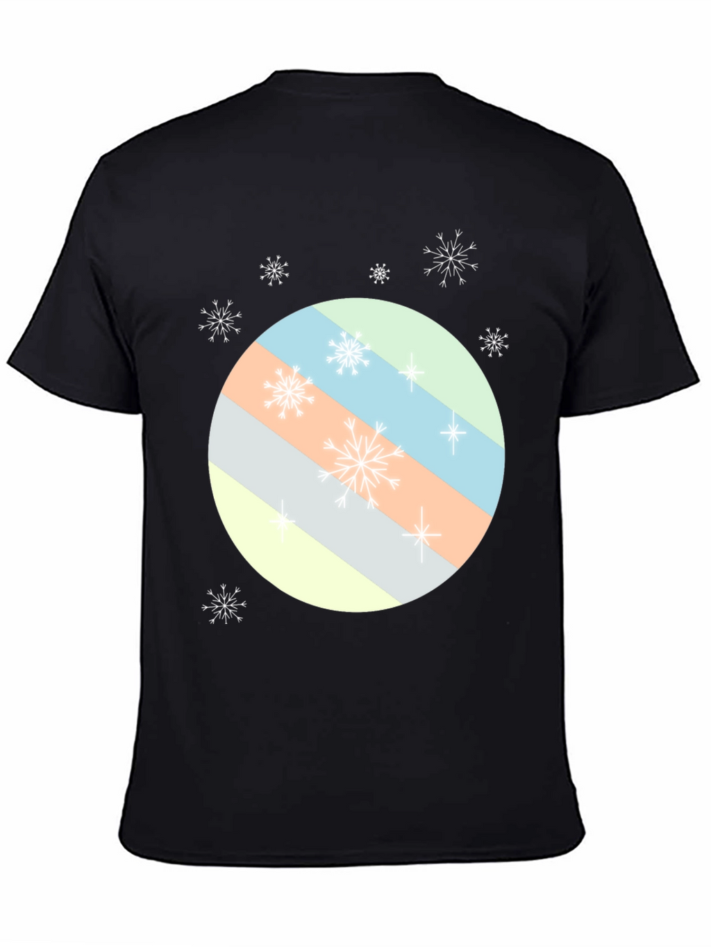 Striped Circle Snowflake Tee - Modern Holiday Style
