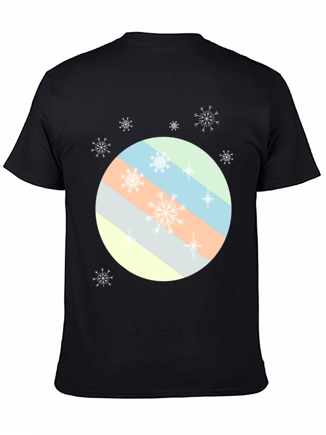 Striped Circle Snowflake Tee - Modern Holiday Style