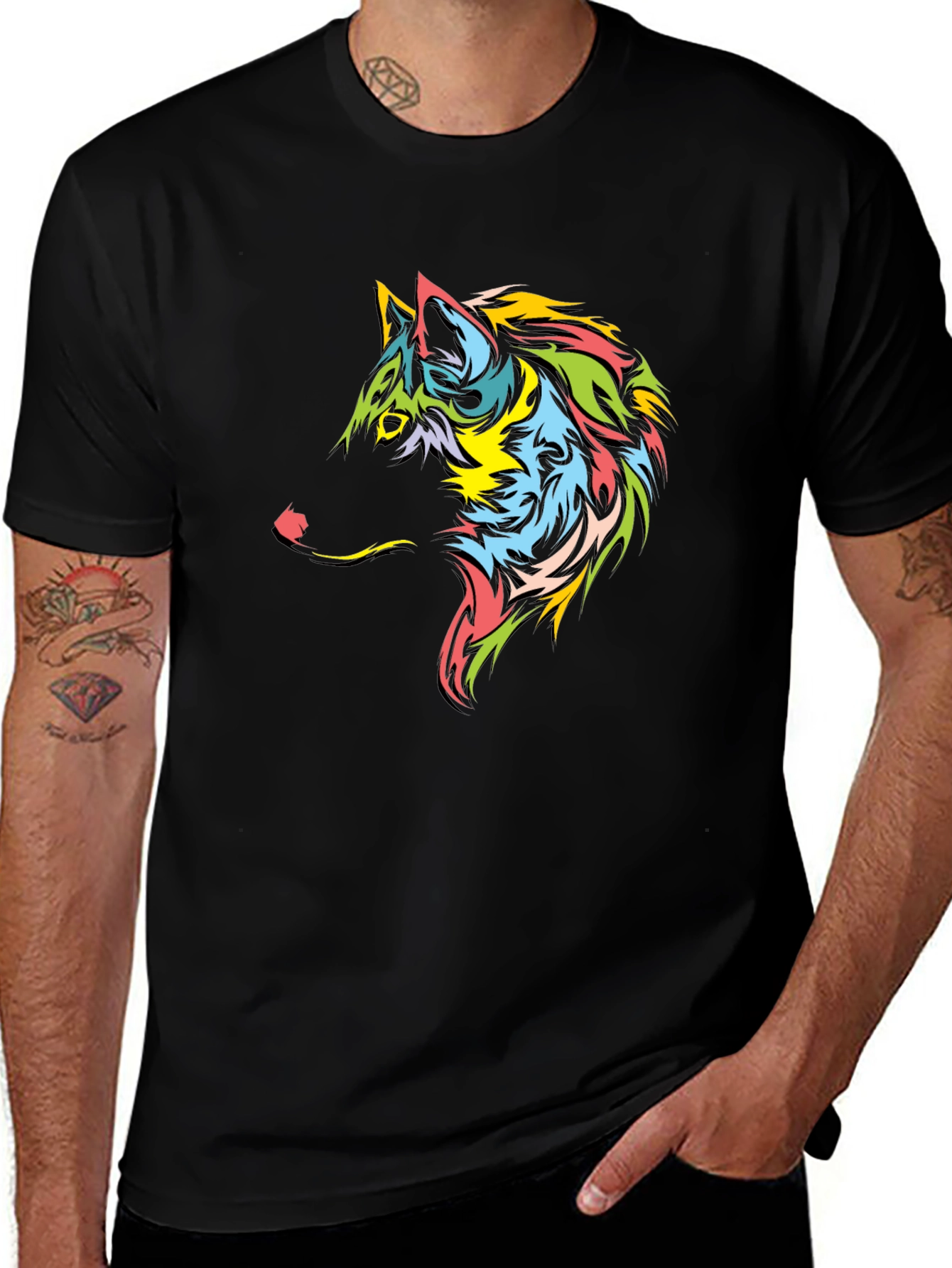 Wolf Graphic Tee - Black Short Sleeve T-Shirt