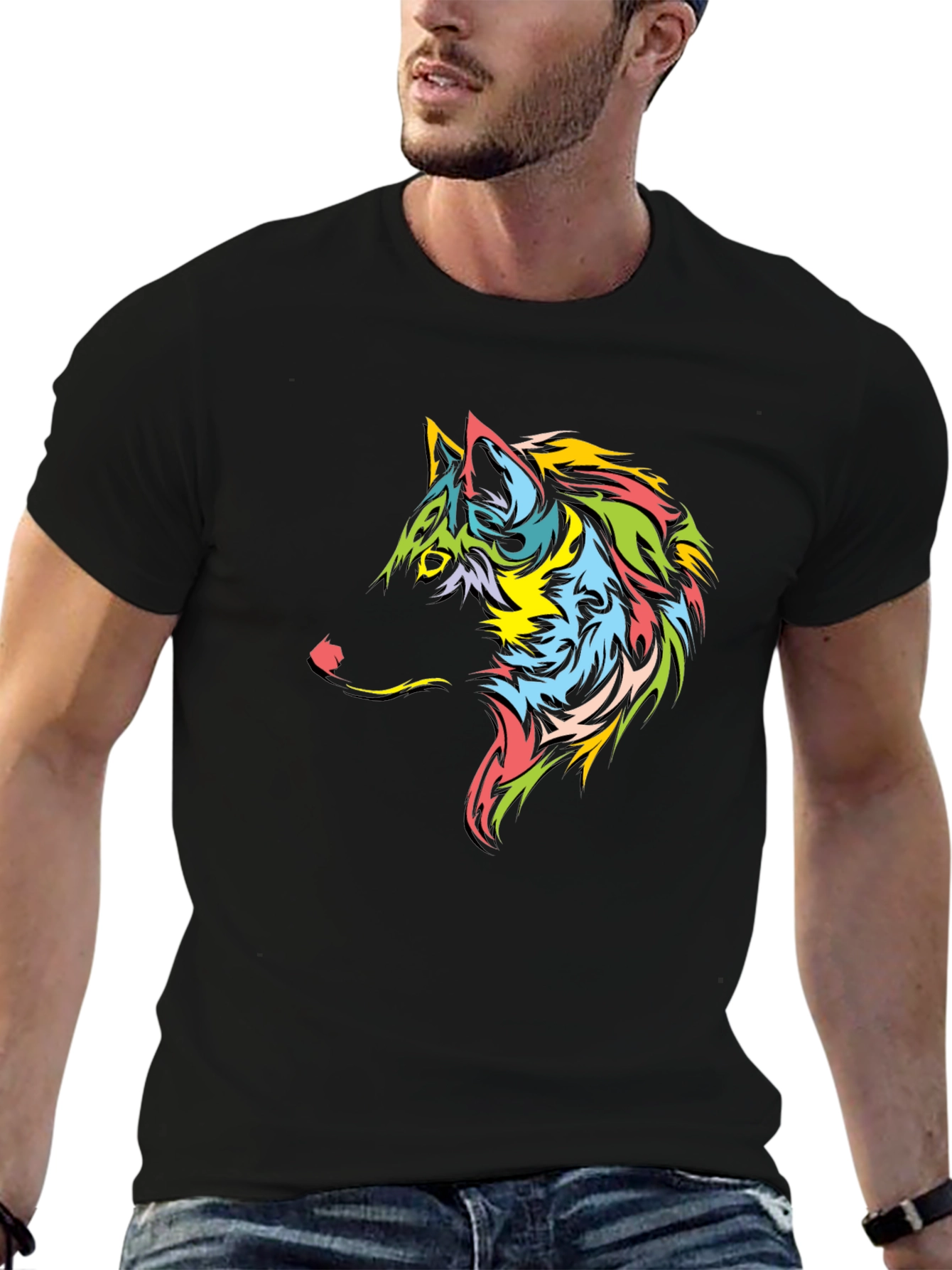 Wolf Graphic Tee - Black Short Sleeve T-Shirt