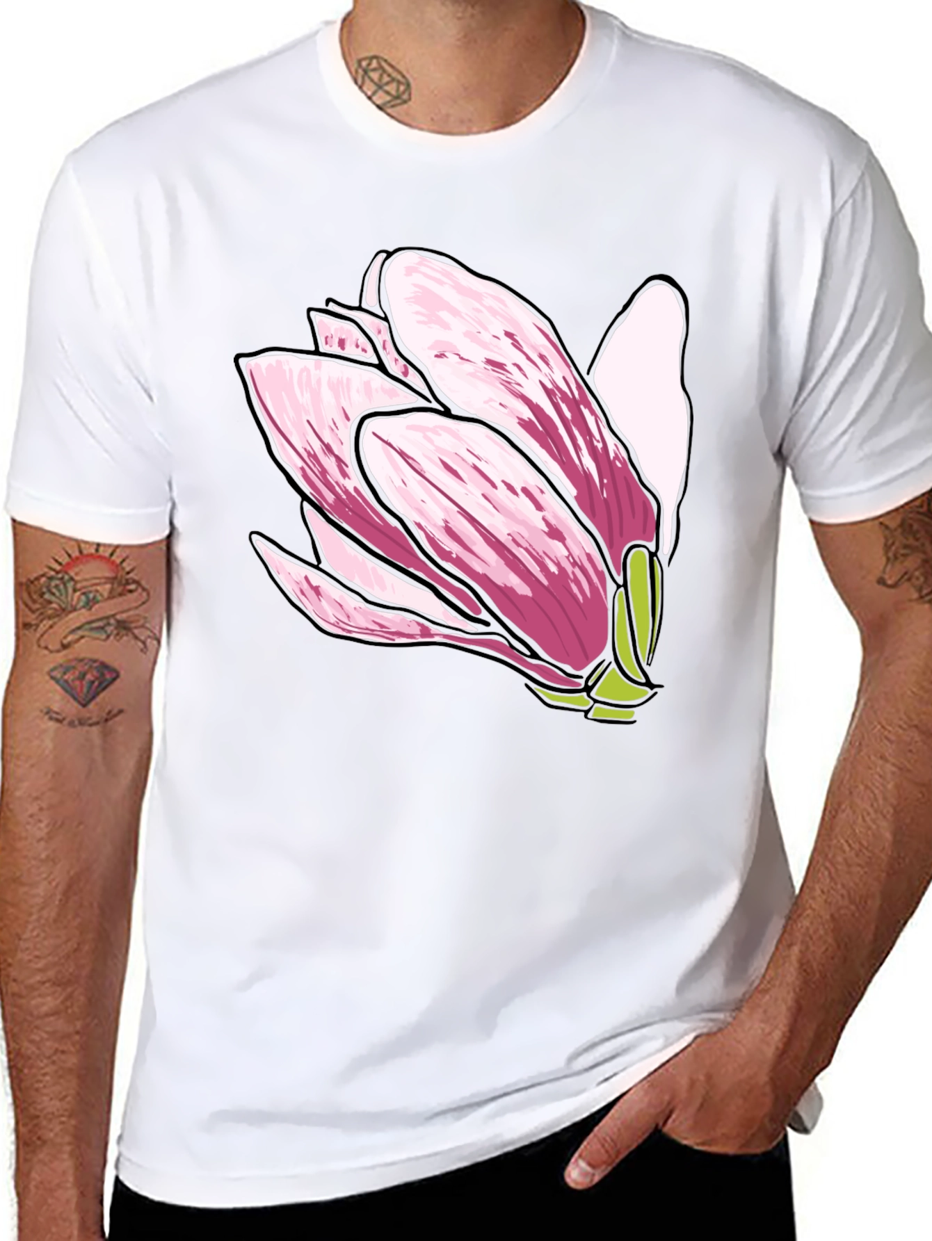 Magnolia Flower Graphic Tee - Soft Cotton Comfort