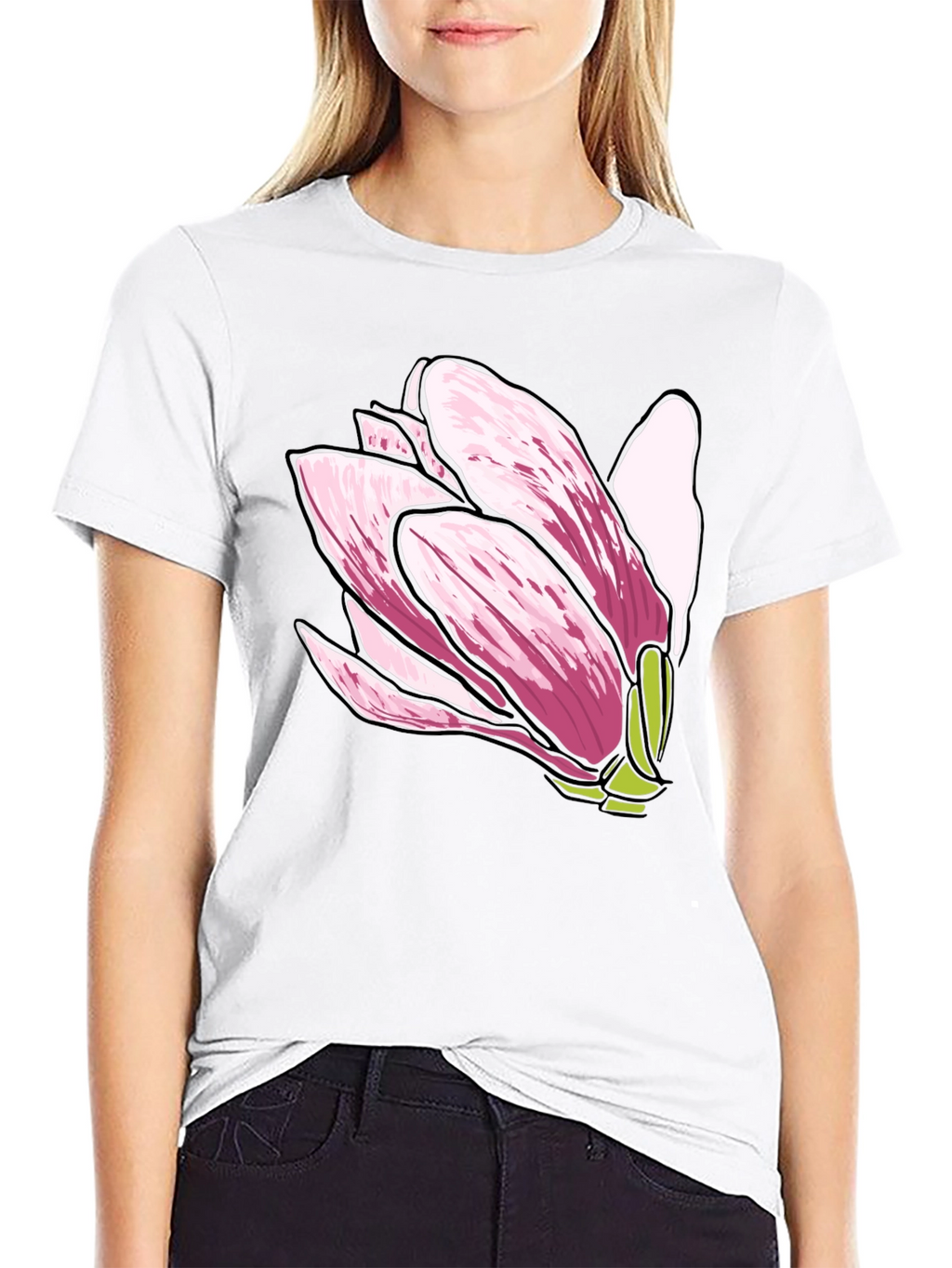 Magnolia Flower Graphic Tee - Soft Cotton Comfort