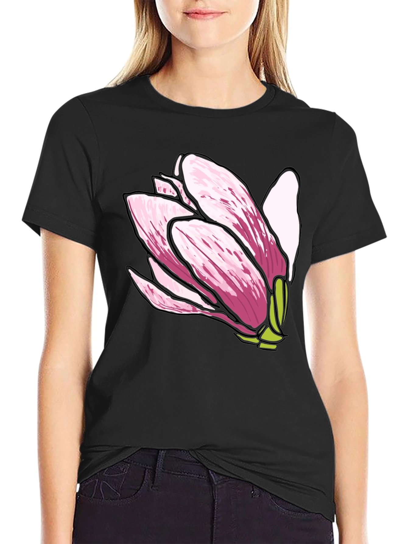 Magnolia Flower Graphic Tee - Soft Cotton Comfort