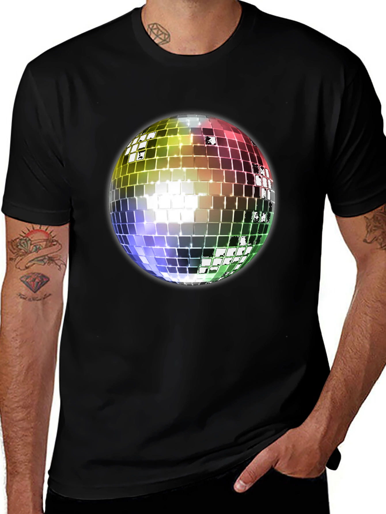 Retro Disco Ball Graphic Tee - Classic Style