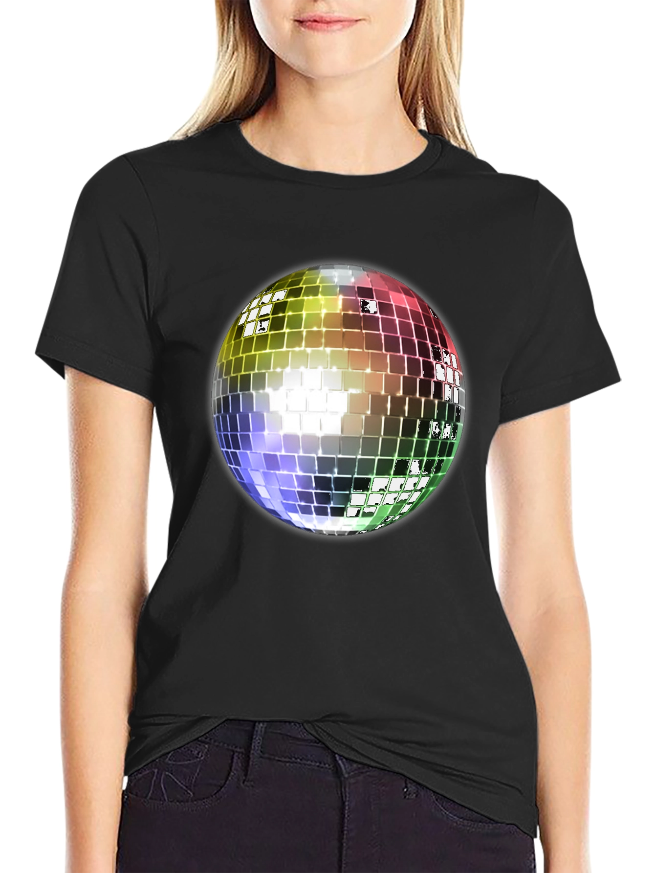 Retro Disco Ball Graphic Tee - Classic Style