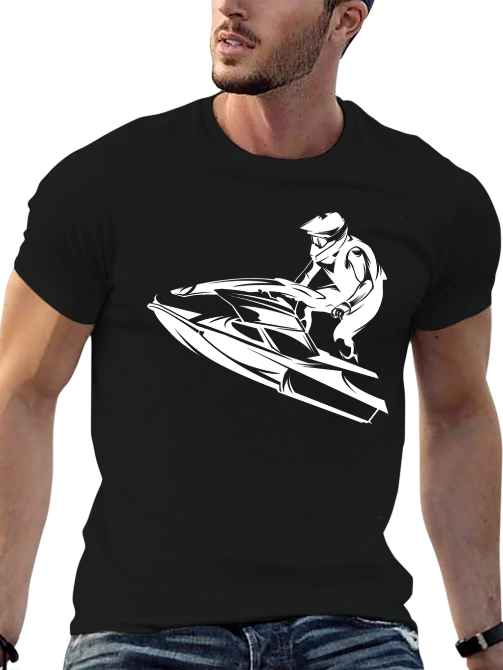 Jet Ski Rider Graphic Tee - Black