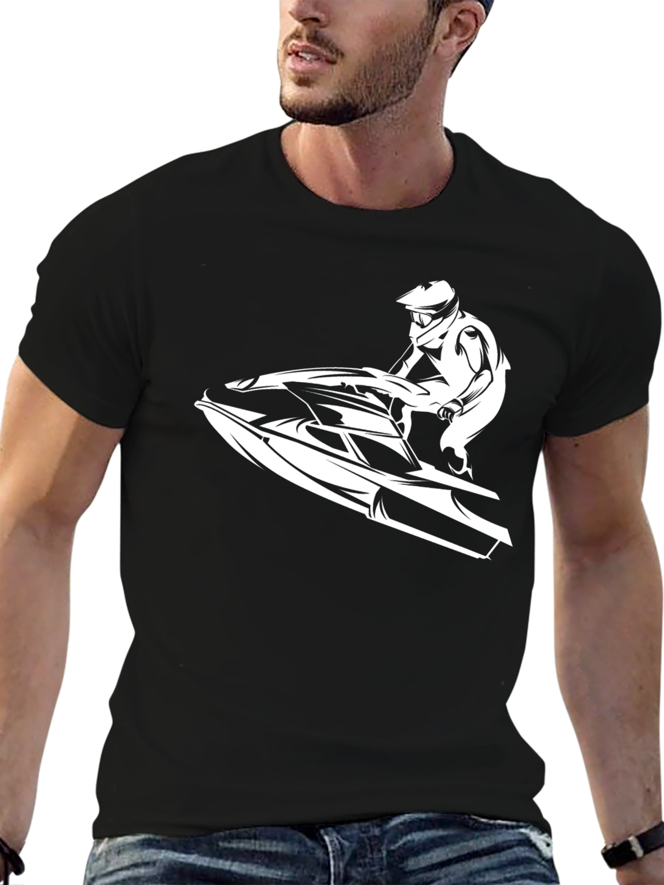 Jet Ski Rider Graphic Tee - Black