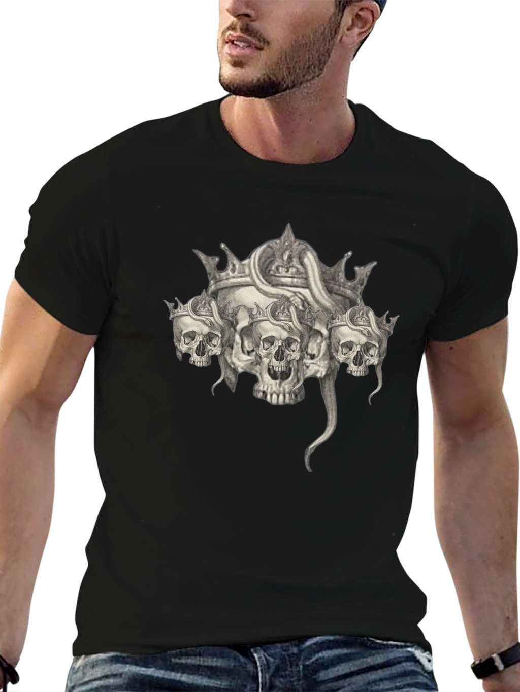 Skull & Crown Graphic Tee - Black