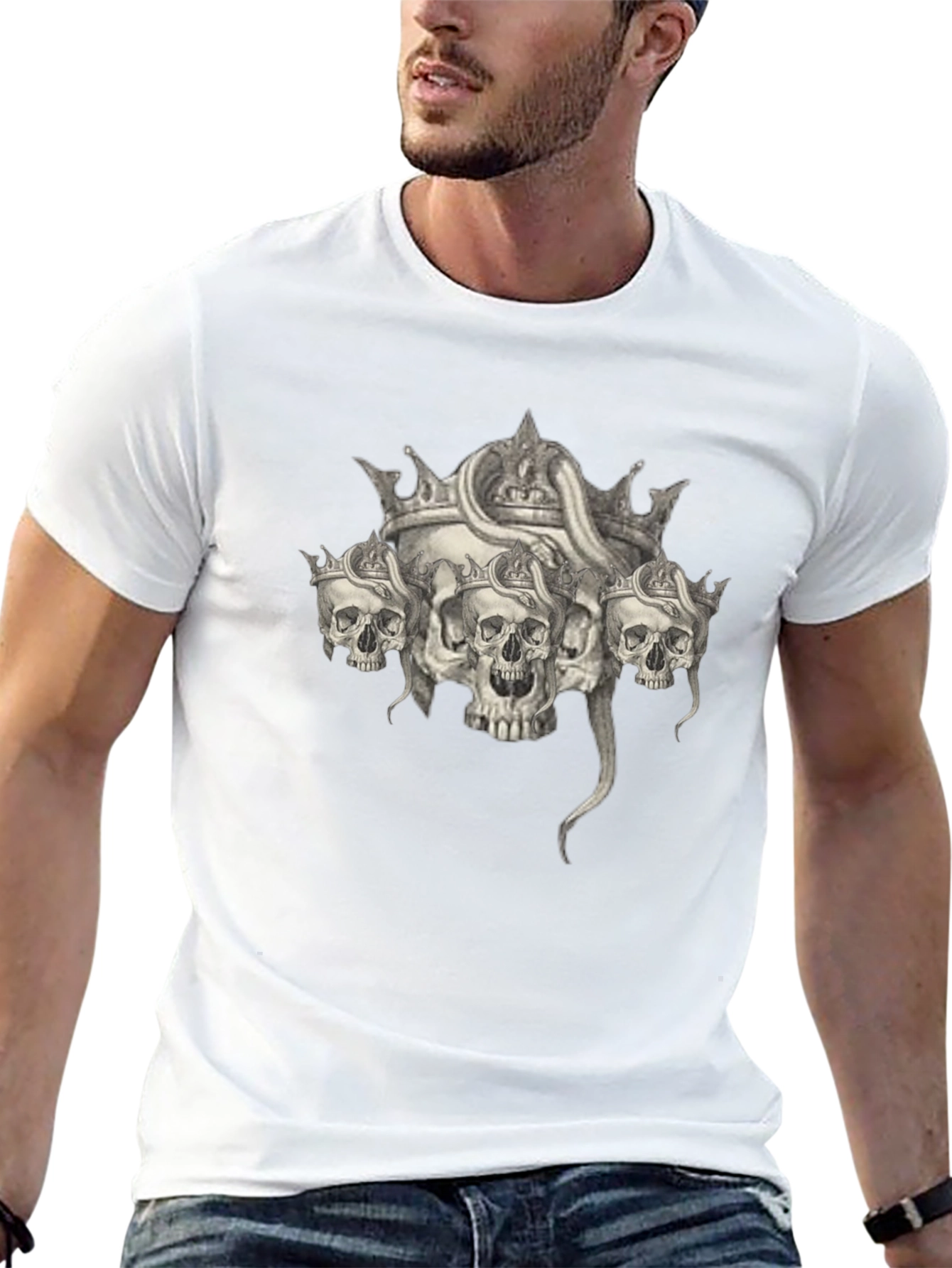 Skull & Crown Graphic Tee - Black