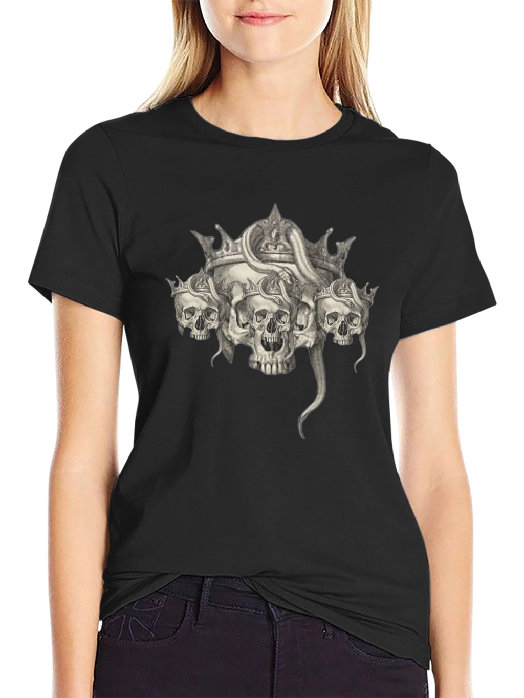 Skull & Crown Graphic Tee - Black