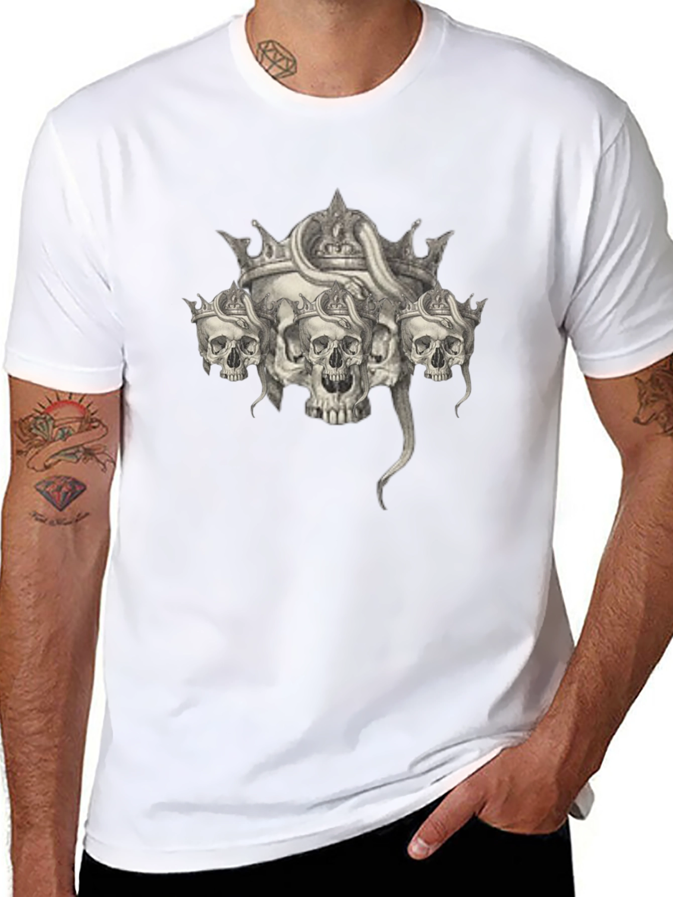 Skull & Crown Graphic Tee - Black