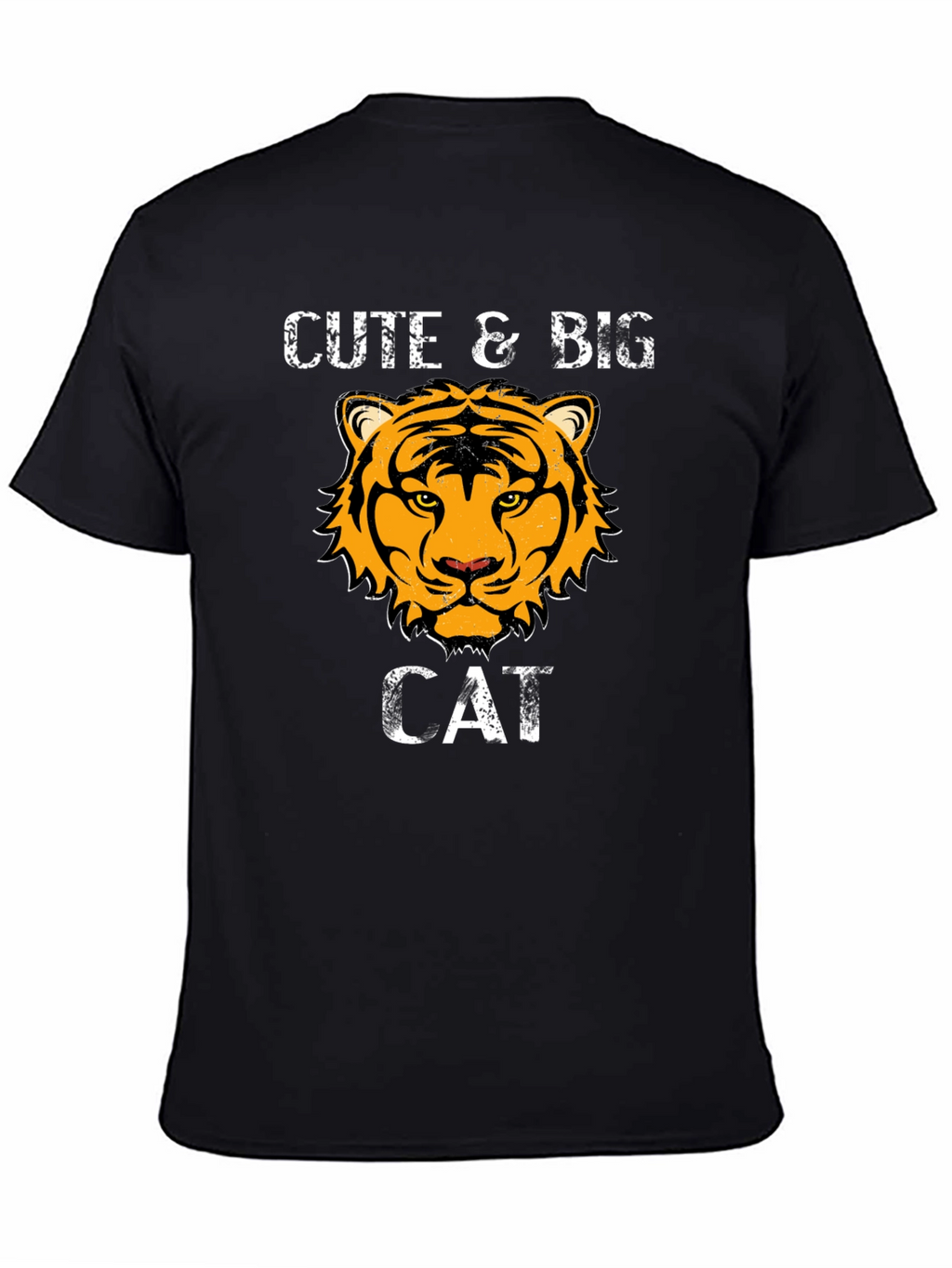 Cute & Big Cat Graphic Black T-Shirt