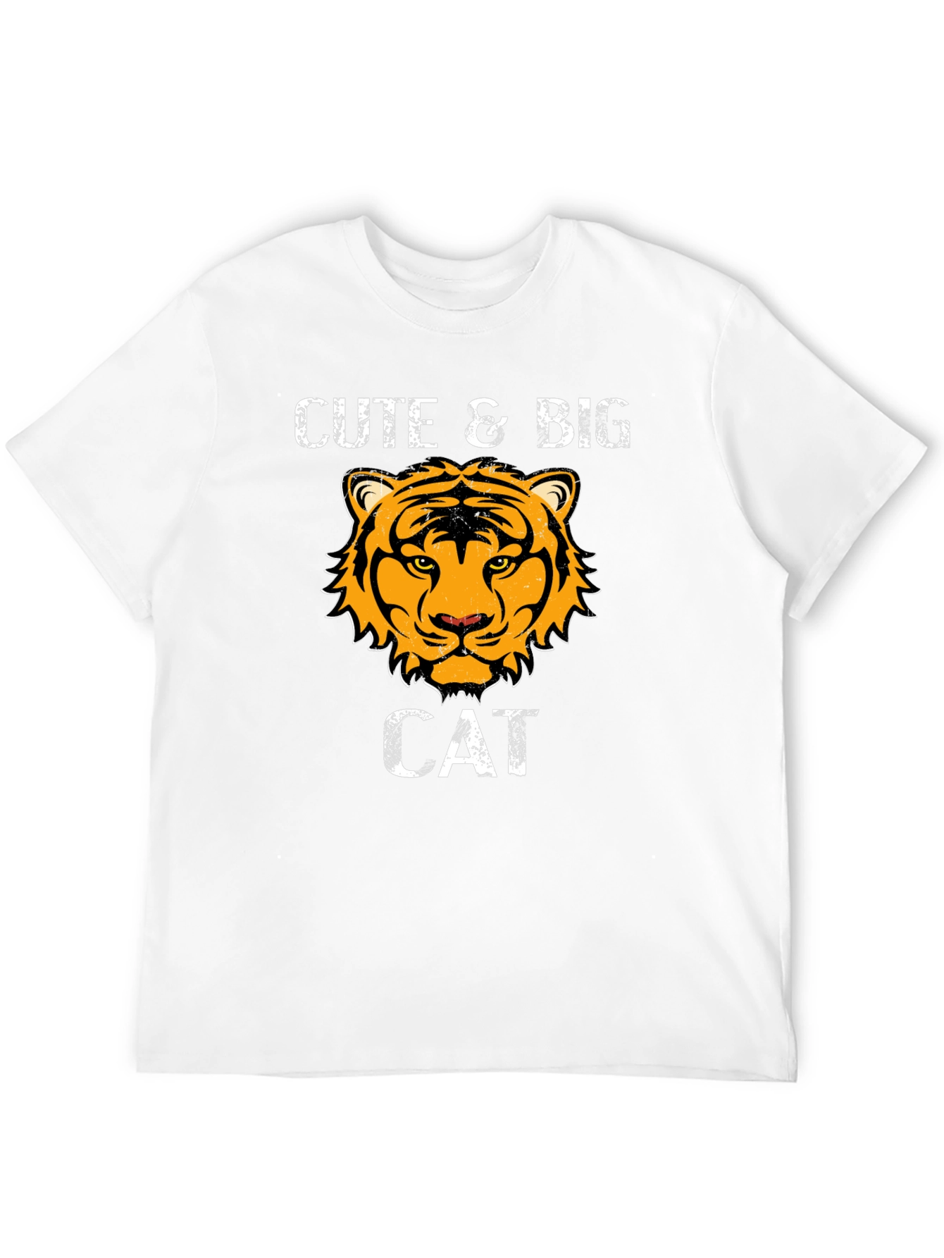 Cute & Big Cat Graphic Black T-Shirt