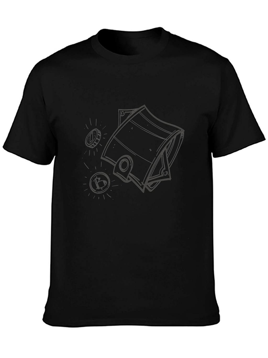 Bitcoin Wallet Black T-Shirt - Crypto Currency