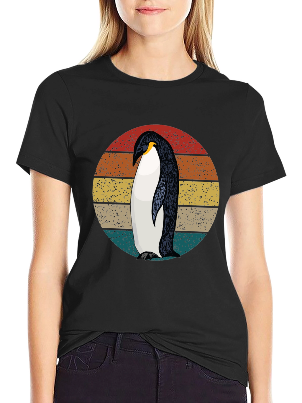 Retro Penguin Graphic Tee - Cool Black T-Shirt