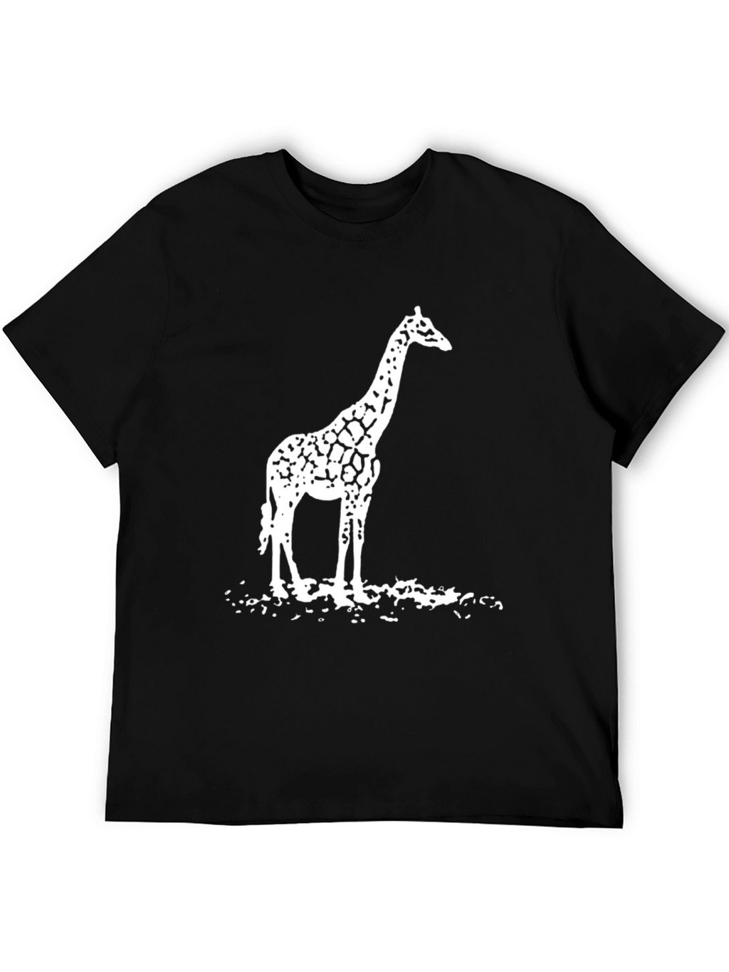 Mens Giraffe Graphic T-Shirt - Black Cotton Tee