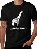 Mens Giraffe Graphic T-Shirt - Black Cotton Tee