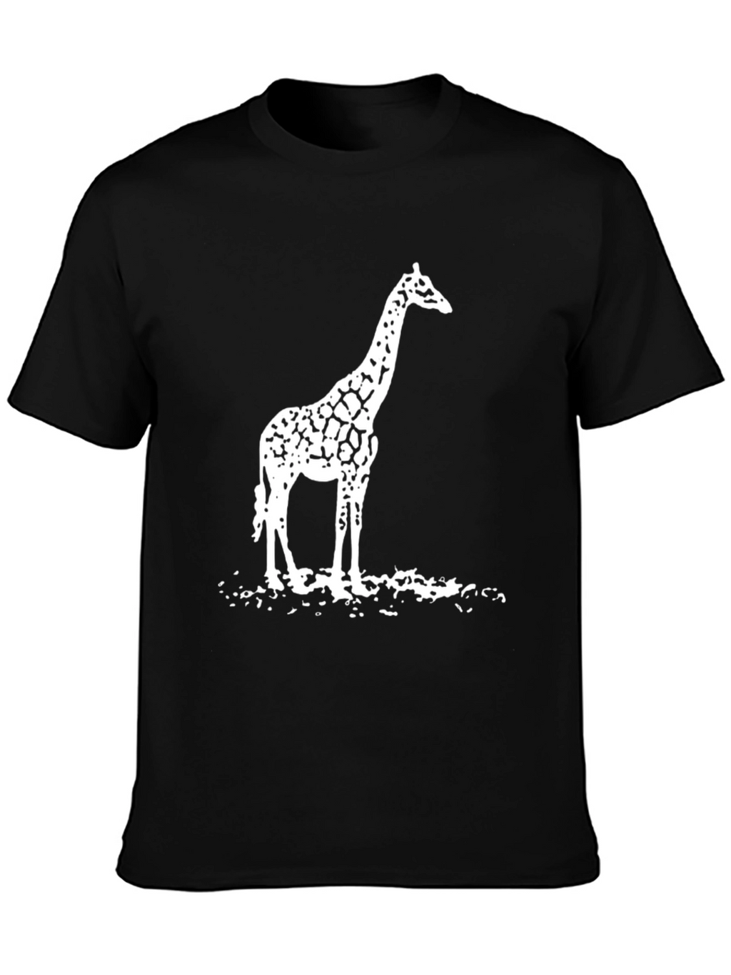 Mens Giraffe Graphic T-Shirt - Black Cotton Tee
