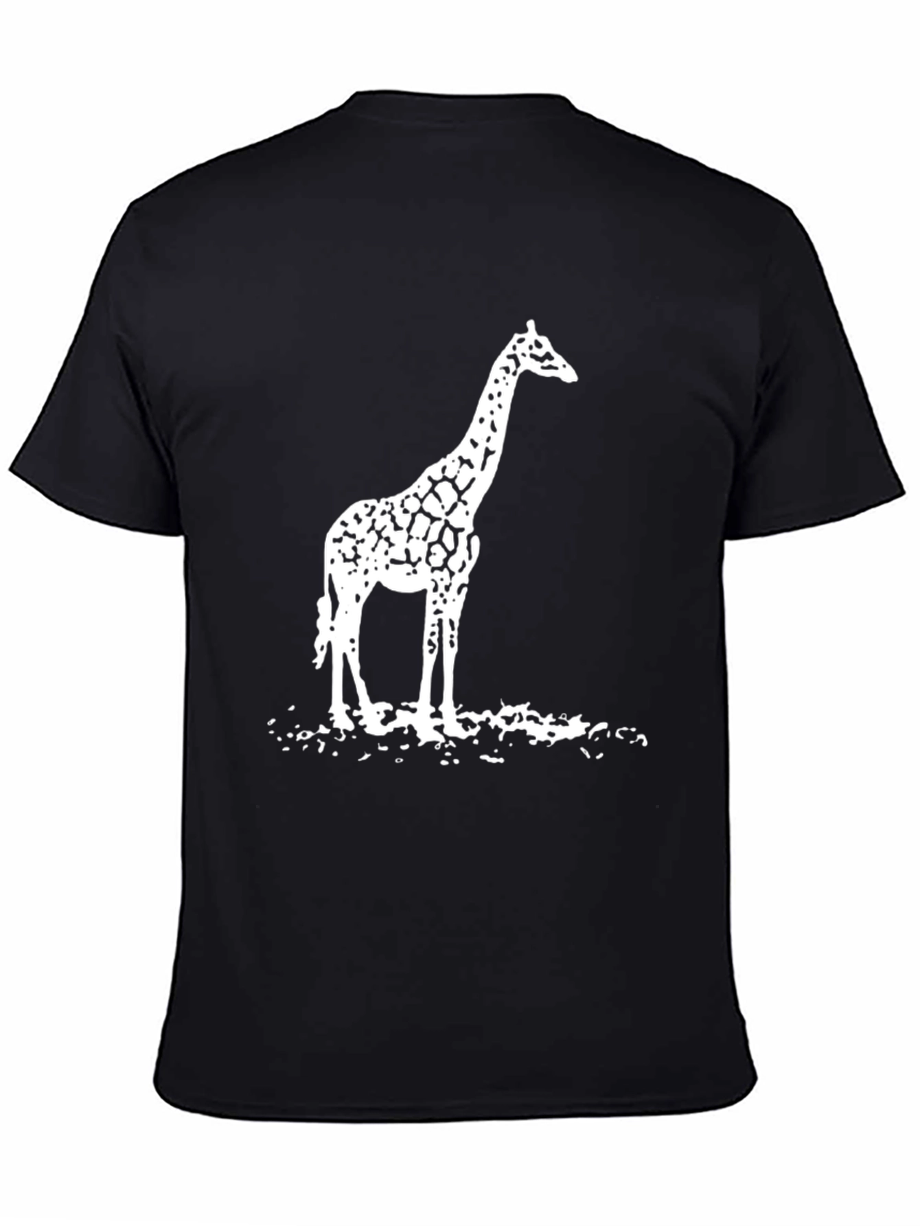 Mens Giraffe Graphic T-Shirt - Black Cotton Tee