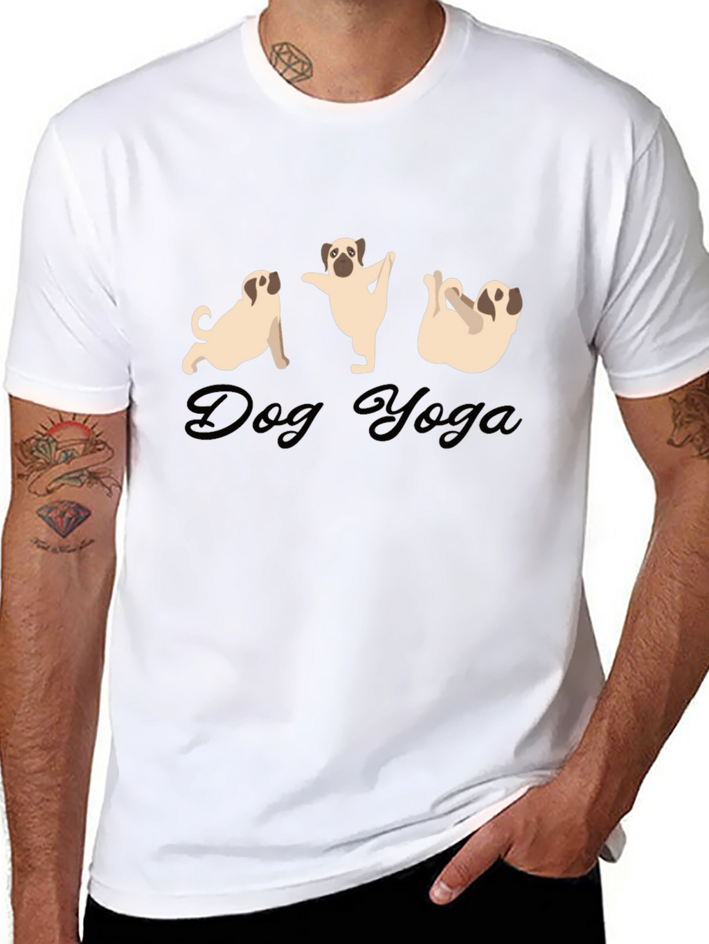Dog Yoga Black T-Shirt | Funny Pug Tee