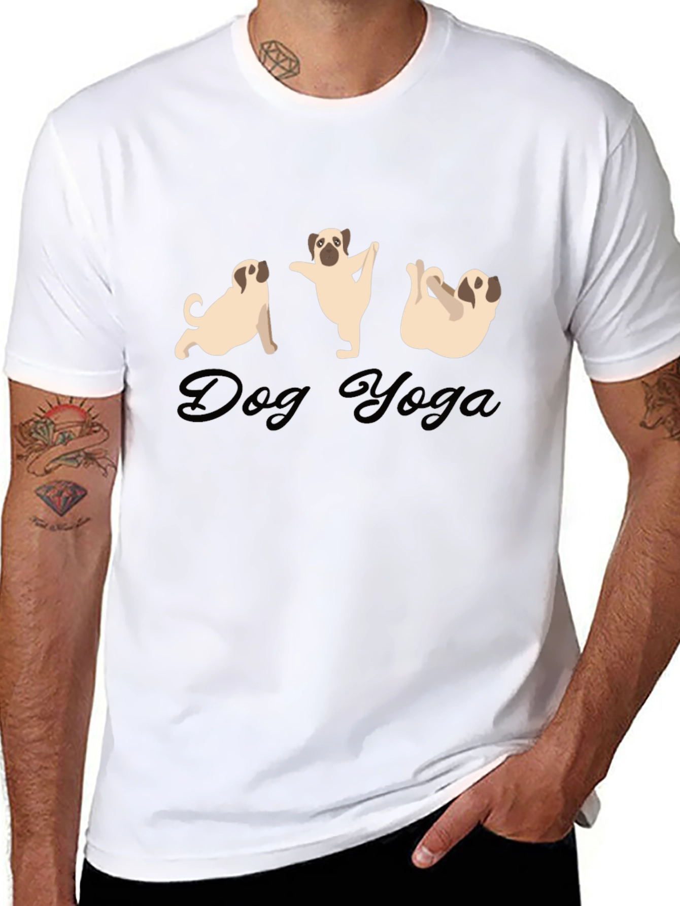 Dog Yoga Black T-Shirt | Funny Pug Tee