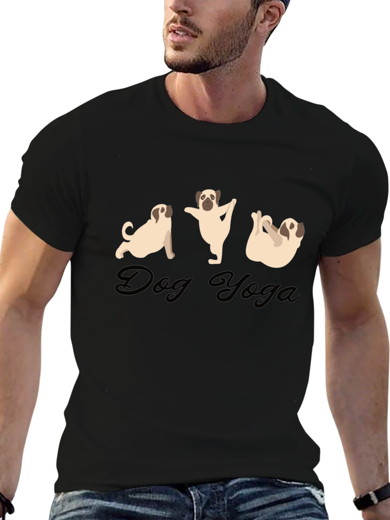 Dog Yoga Black T-Shirt | Funny Pug Tee