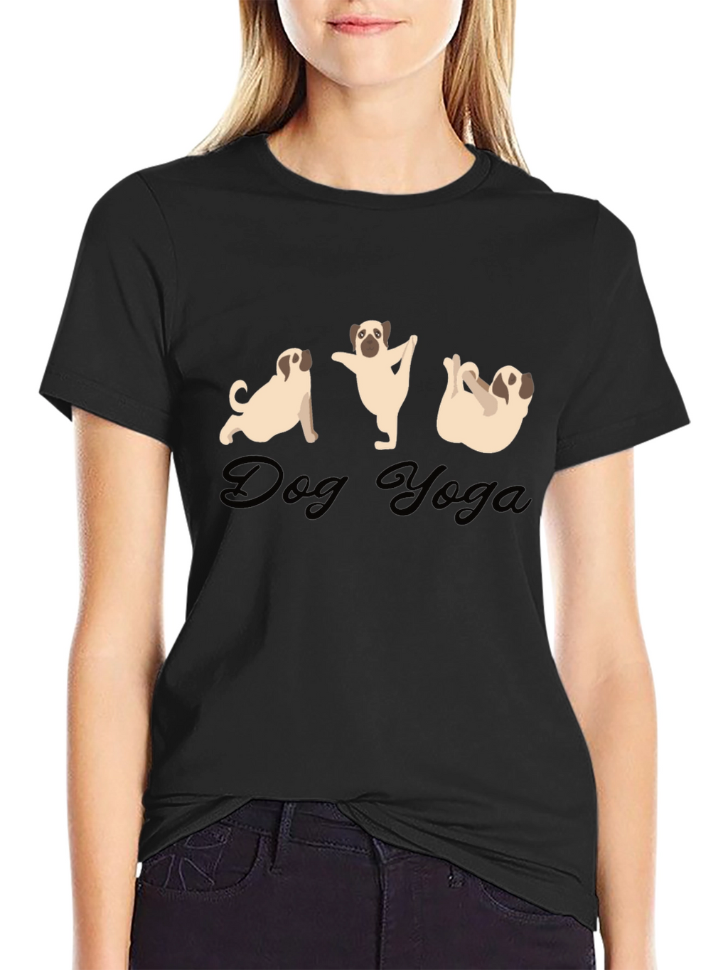 Dog Yoga Black T-Shirt | Funny Pug Tee