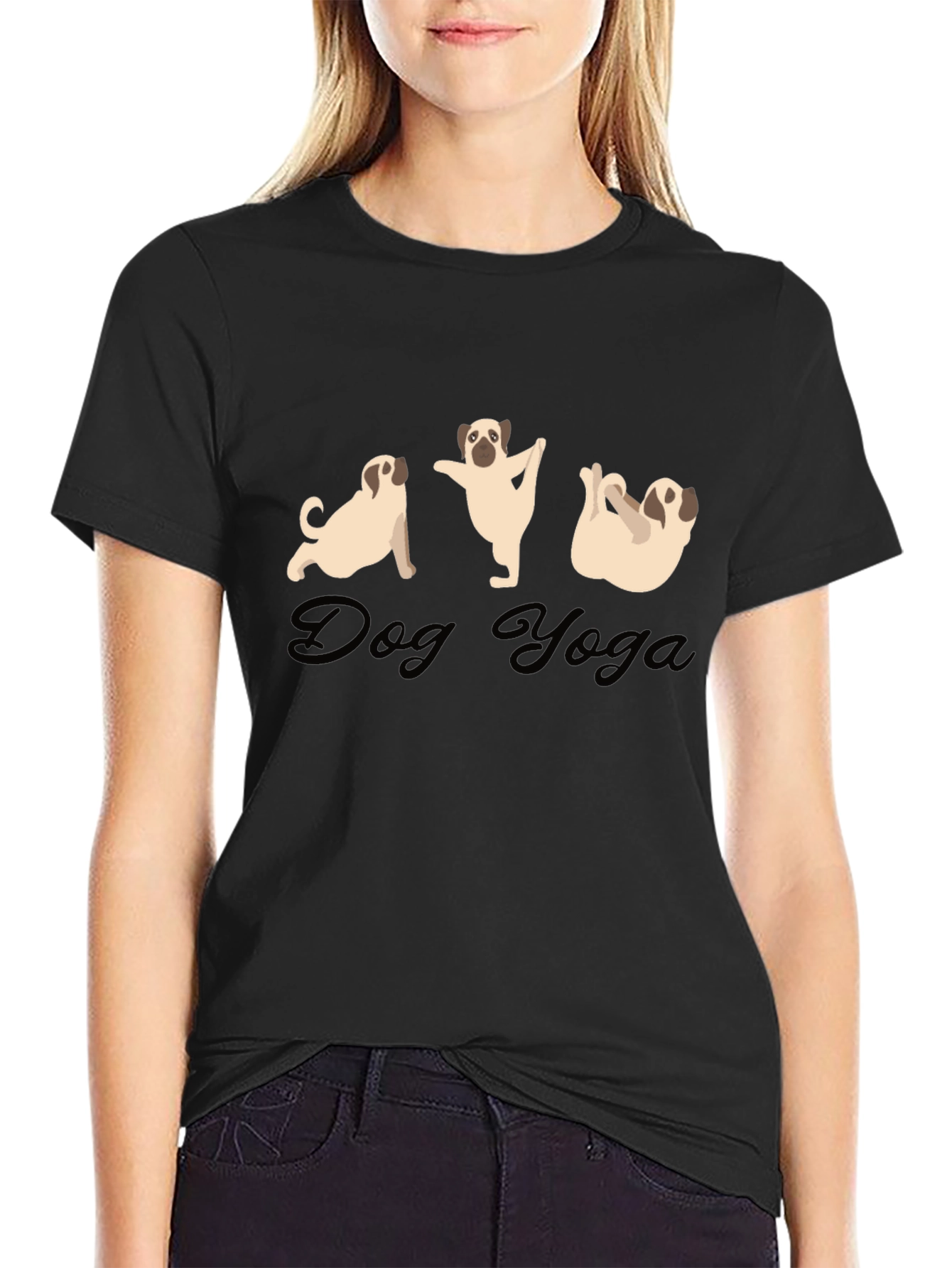Dog Yoga Black T-Shirt | Funny Pug Tee