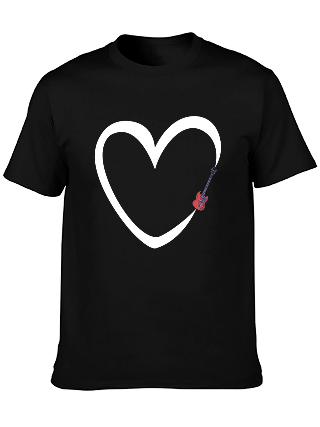 Heart Guitar Graphic Tee - Modern Black T-Shirt